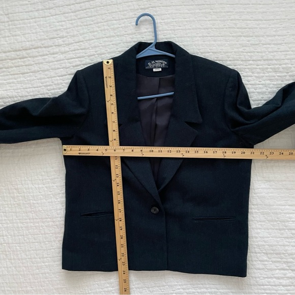E H Woods Women’s Blazer Jacket Tweed Wool Blend Size 14 Worn One Front Button - Picture 7 of 9